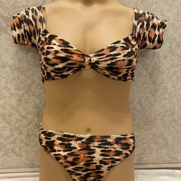 SHEIN Leopard Print Bikini - Brown and Black - Picture 1 of 16